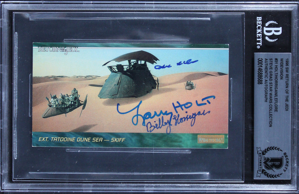 (3) Holt, Horrigan +1 Signed 1996 Star Wars ROTJ Widevision #31 Card BAS Slabbed