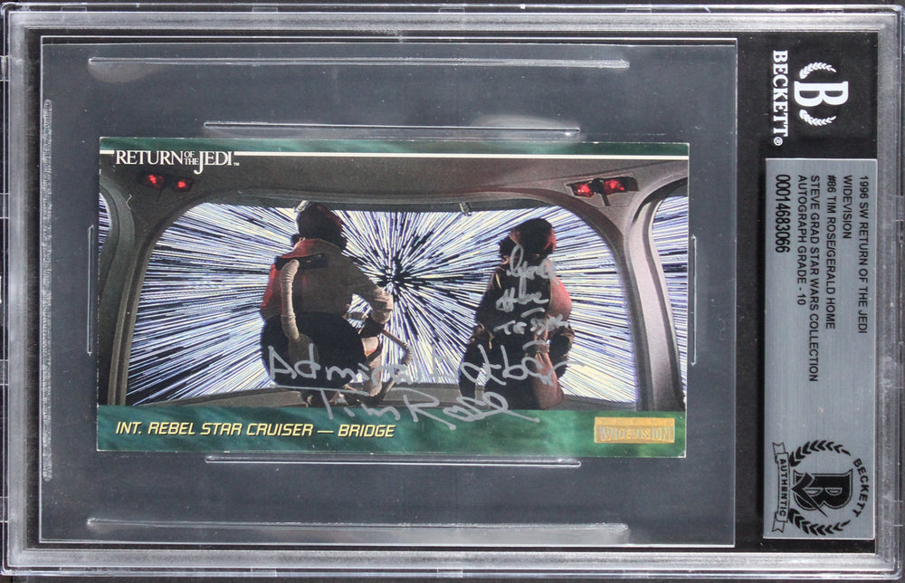 (2) Rose & Home Signed 1996 Star Wars ROTJ #86 Card Auto Graded 10! BAS Slabbed