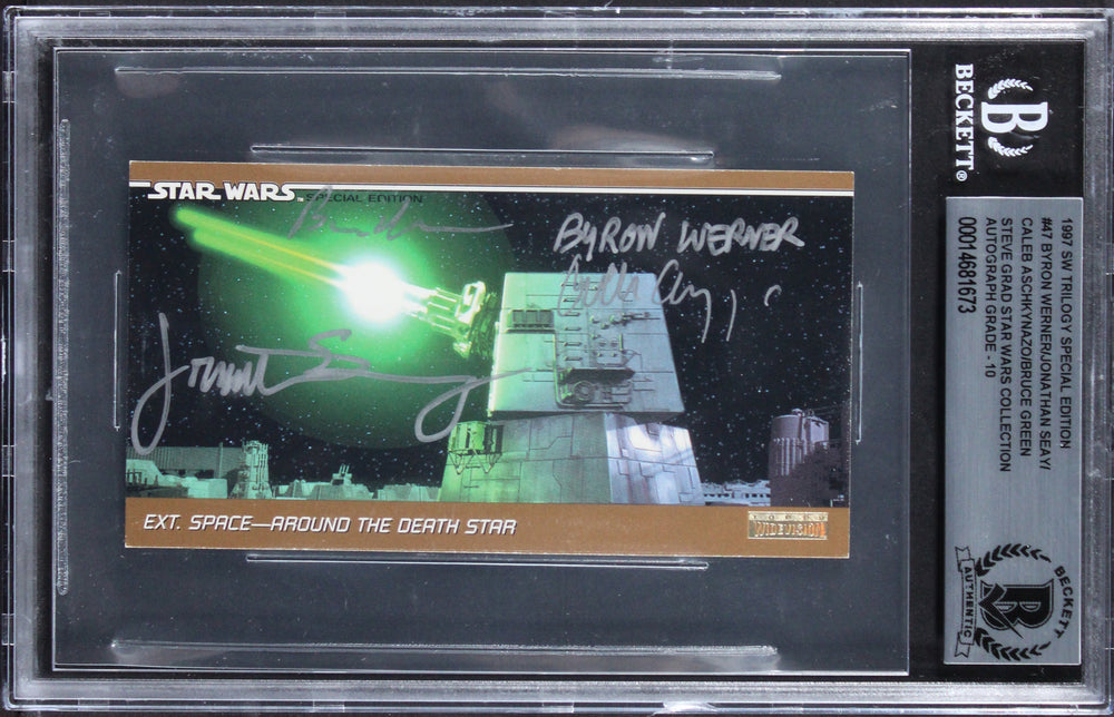 (4) Werner +3 Signed 1997 Star Wars Trilogy SE #47 Card Auto GM 10! BAS Slabbed