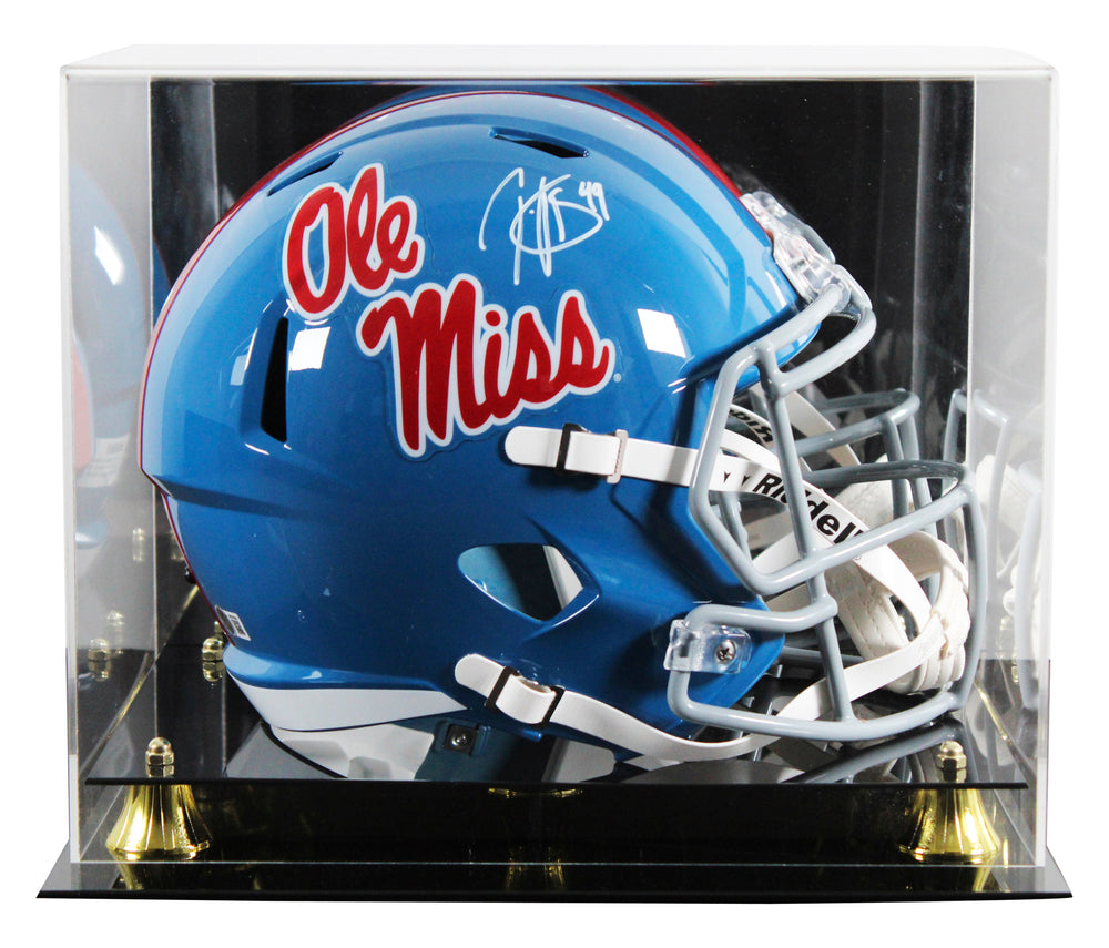 Ole Miss Patrick Willis Signed Powder Blue F/S Speed Rep Helmet W/ Case BAS Wit