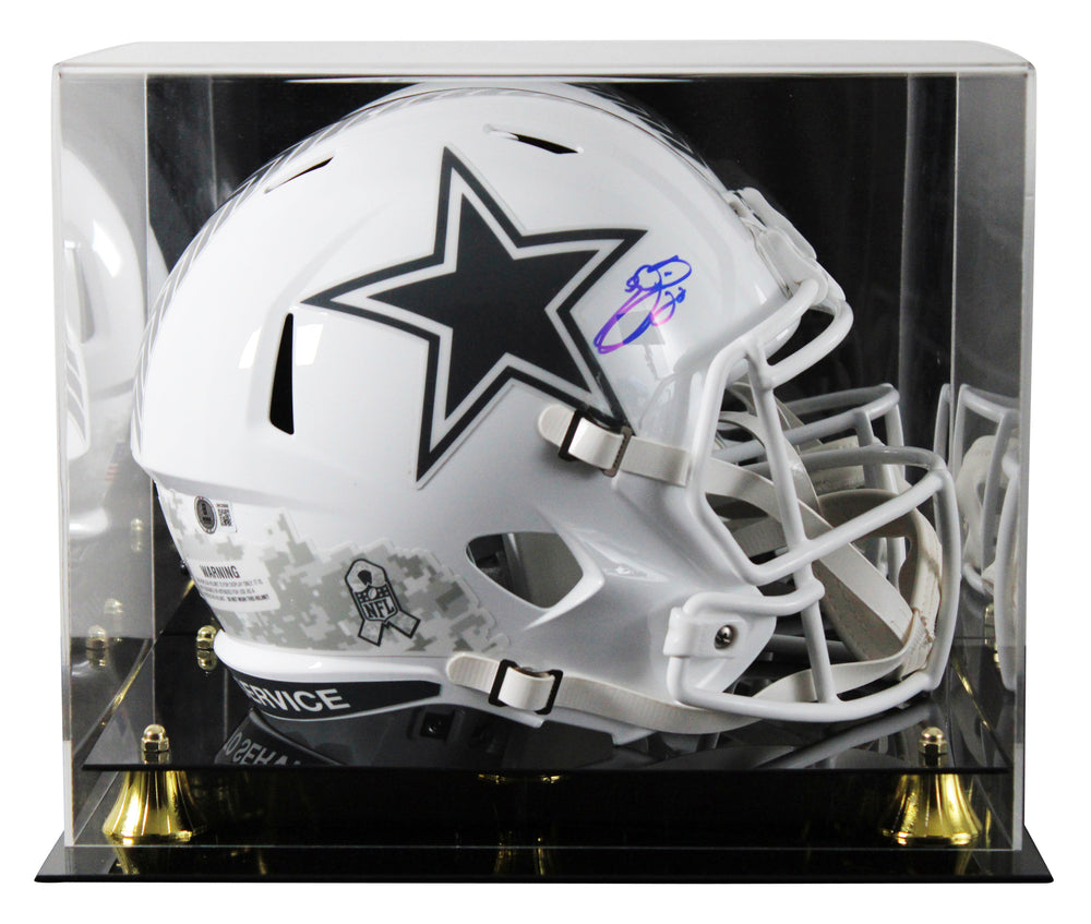 Cowboys Emmitt Smith Signed STS III F/S Speed Rep Helmet W/ Case W/ Blue Sig BAS