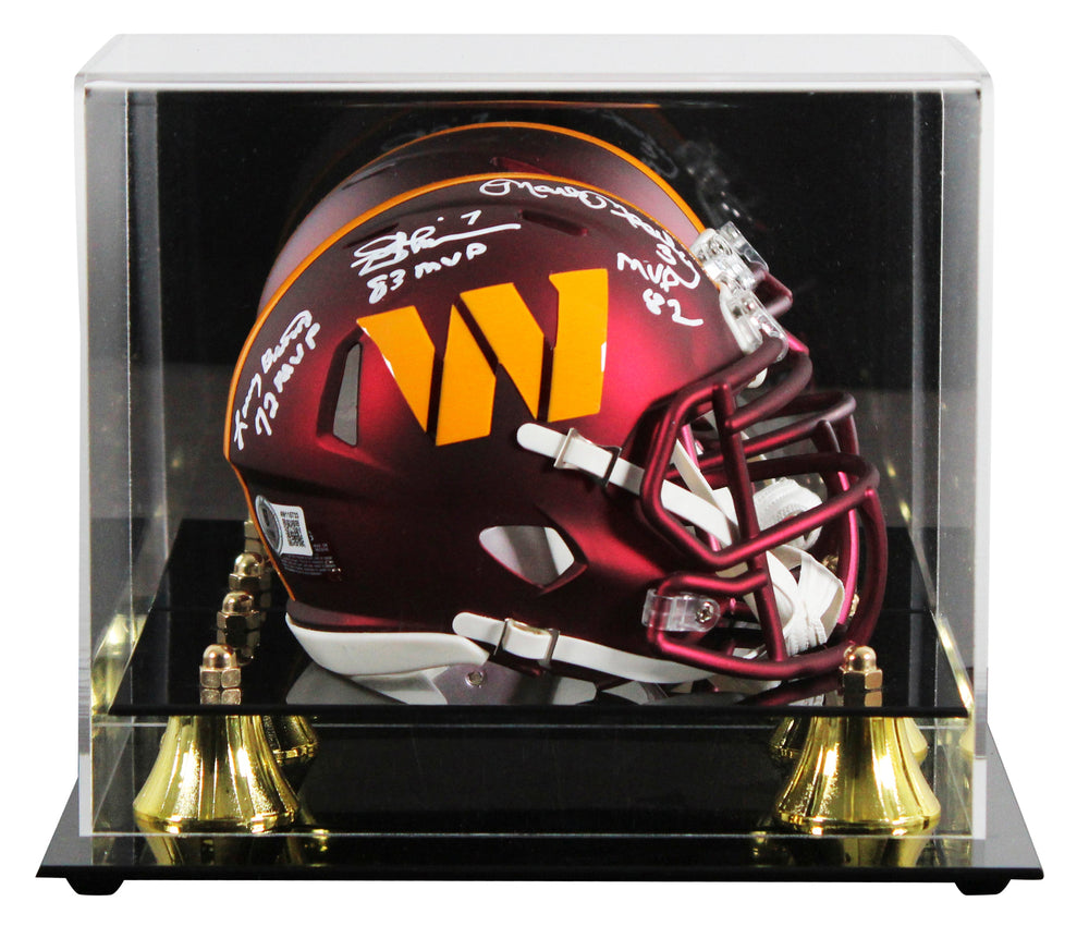 Commanders (3) Theismann, Moseley & Brown Signed Speed Mini Helmet W/ Case BAS W