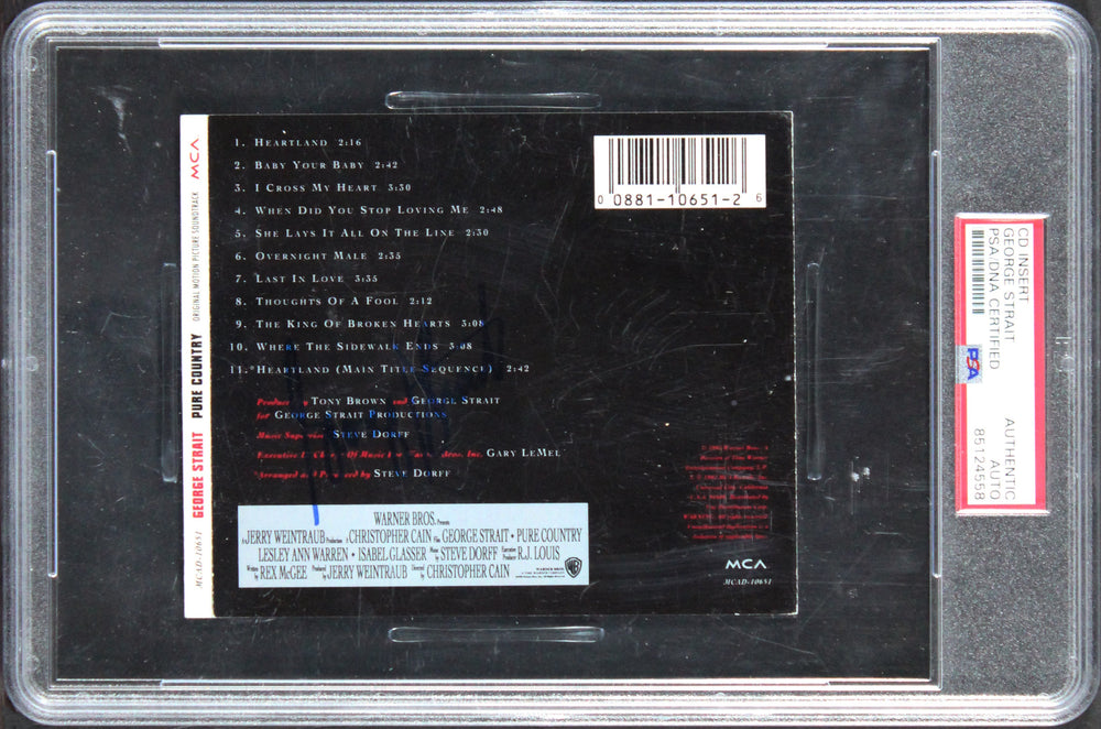 George Strait Authentic Signed Pure Country Cd Insert Auto 10! PSA/DNA Slabbed