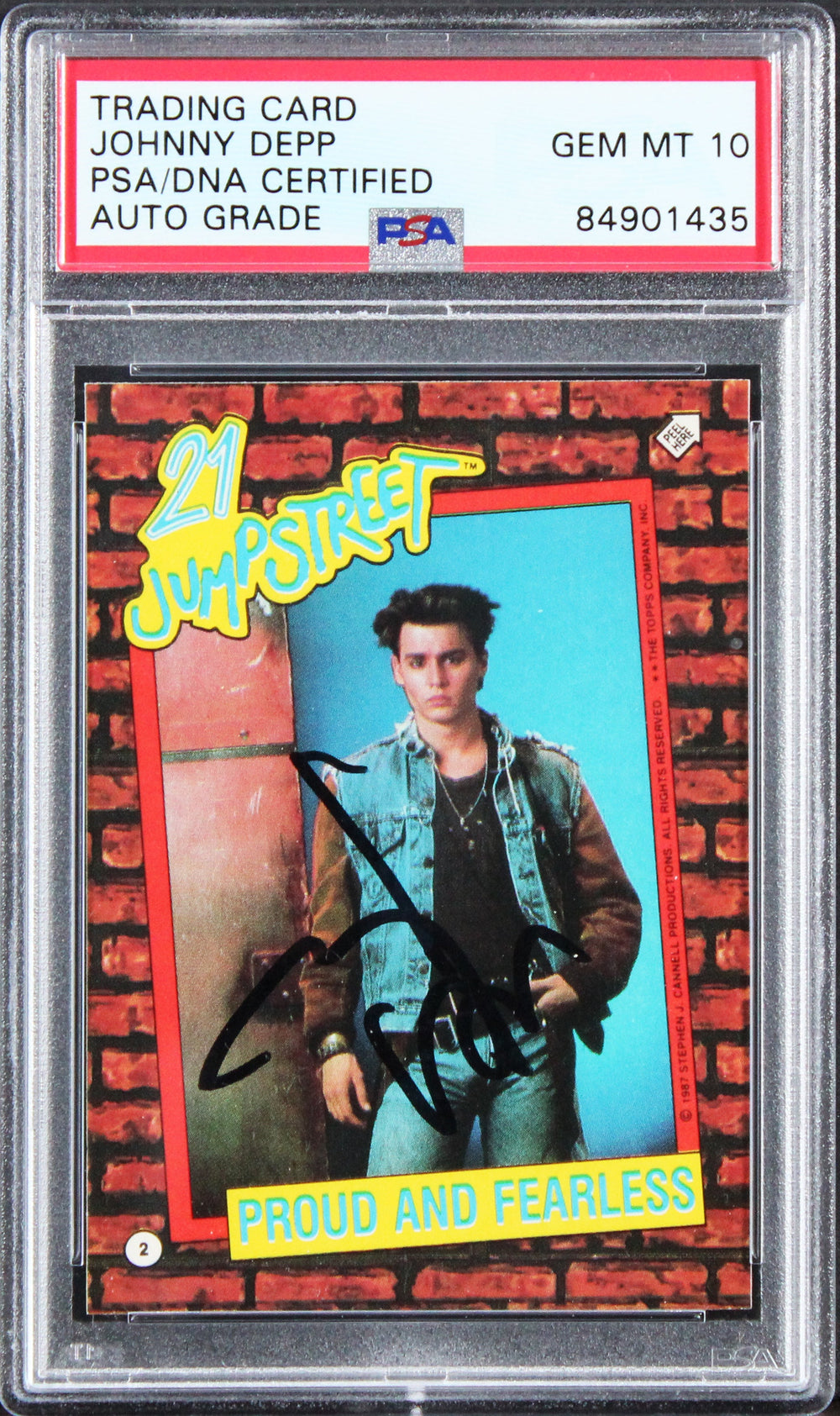 Johnny Depp Signed 1987 Topps 21 Jump Street #2 Card Auto 10! PSA/DNA Slabbed