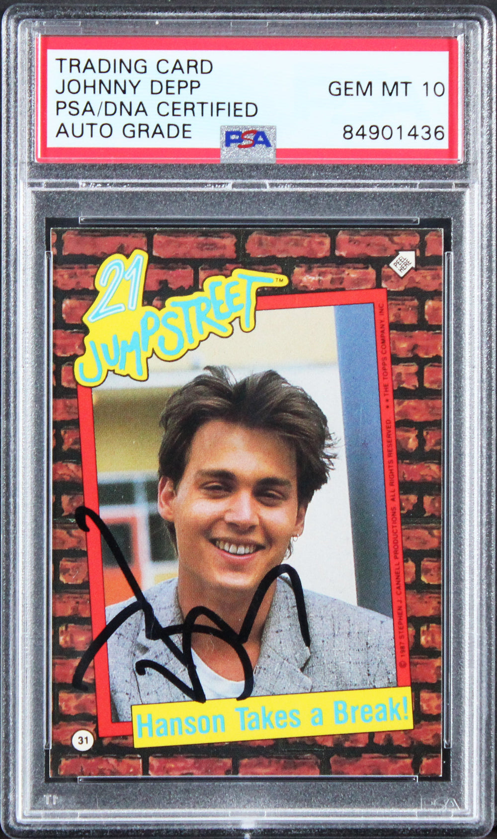 Johnny Depp Signed 1987 Topps 21 Jump Street #31 Card Auto 10! PSA/DNA Slabbed
