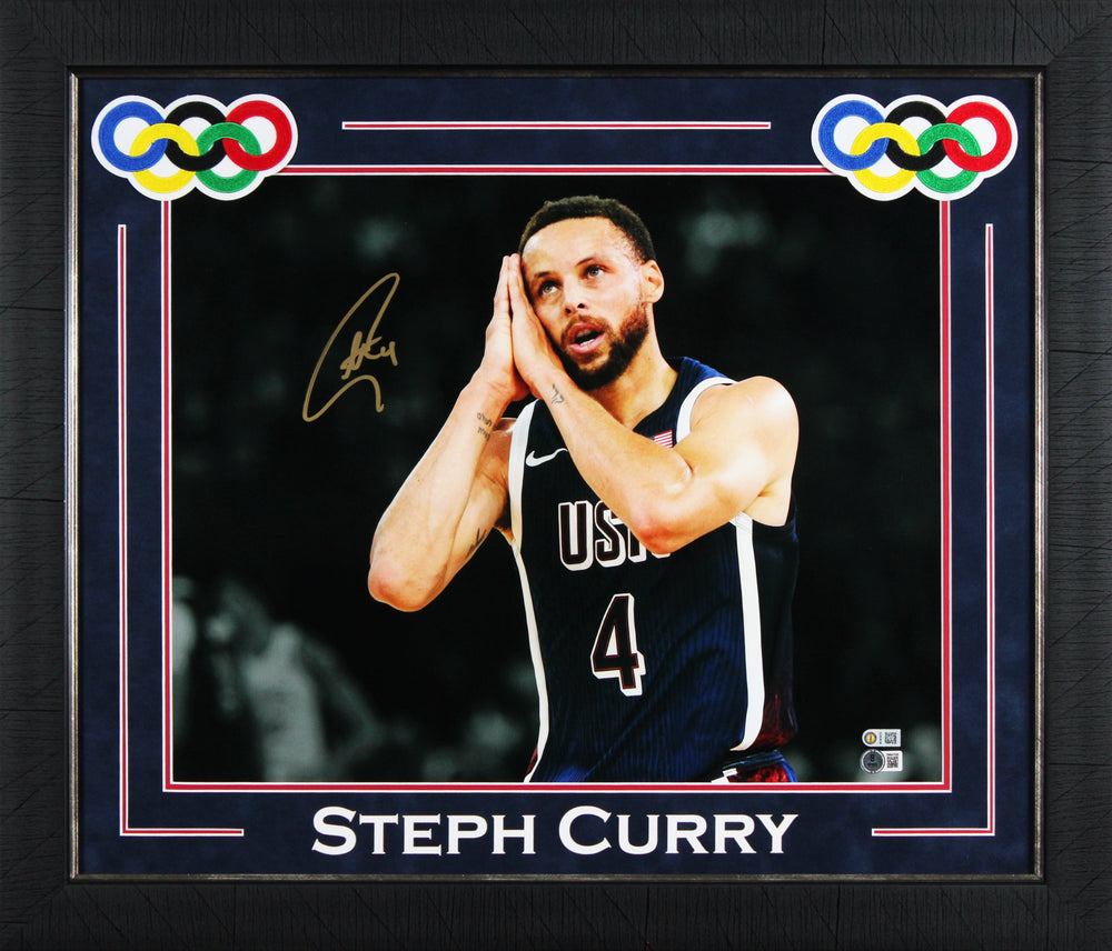 USA Stephen Curry Signed 16x20 Night Night  Spotlight Closeup Framed Photo BAS W