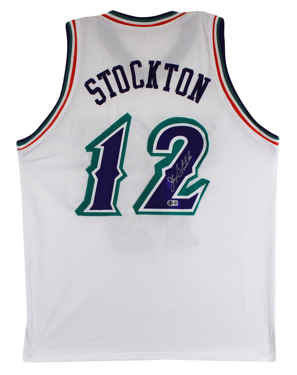 John Stockton Authentic Signed White Pro Style Jersey Autographed BAS Witnessed