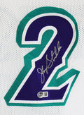 John Stockton Authentic Signed White Pro Style Framed Jersey BAS Witnessed