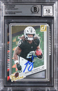 Raiders Ashton Jeanty Signed 2025 Donruss The Rookies #7 Card Auto 10! BAS Slab