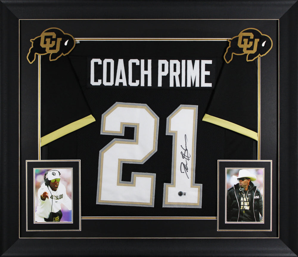 Colorado Deion Sanders Signed Black Pro Style Framed Jersey BAS Wit #2W438785