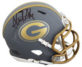 Packers Sterling Sharpe Authentic Signed Slate Speed Mini Helmet w/ Case BAS Wit