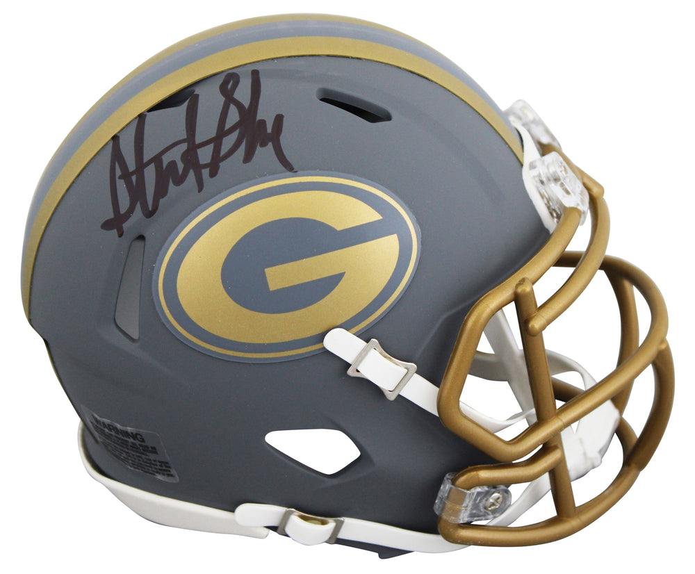 Packers Sterling Sharpe Authentic Signed Slate Speed Mini Helmet BAS Witnessed