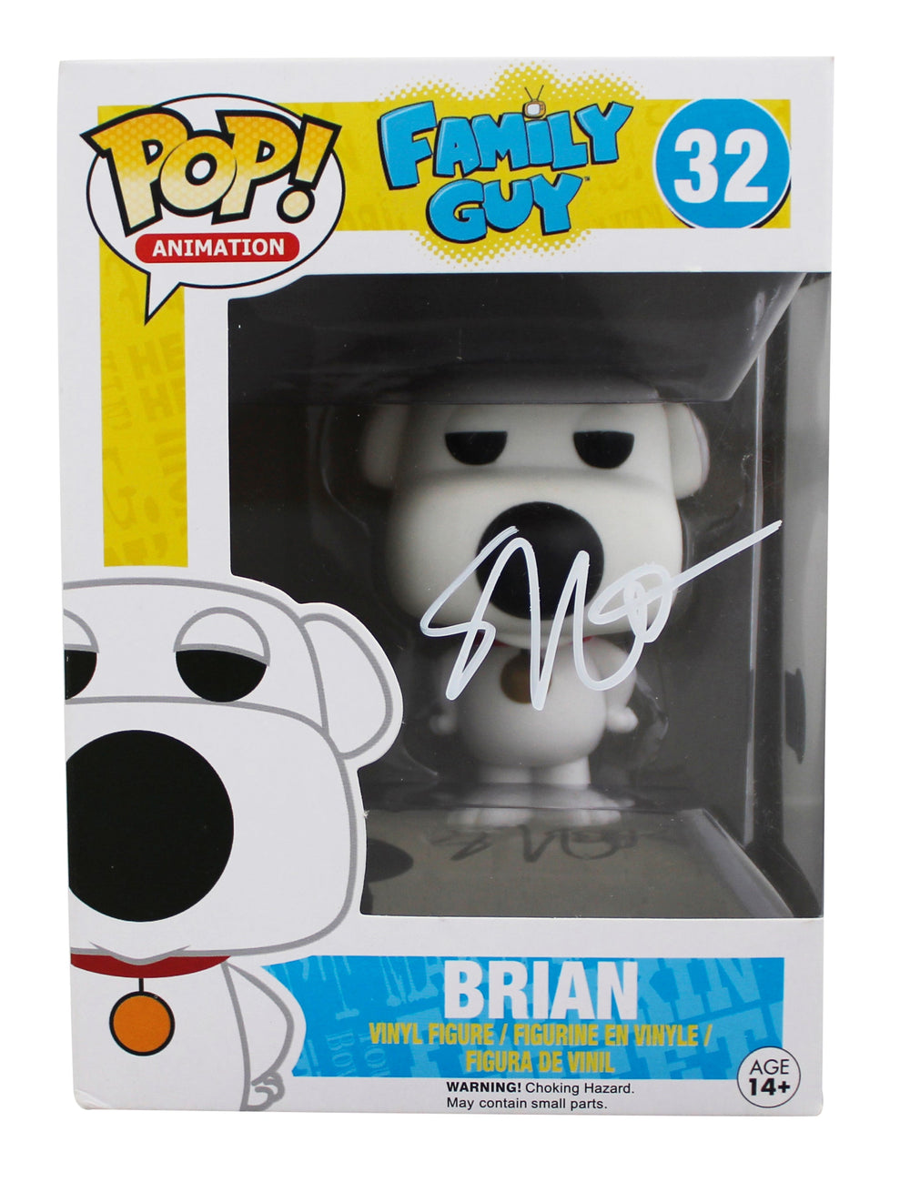 Seth MacFarlane Family Guy Signed Brian #32 Funko Pop Vinyl Figure BAS #BQ48502