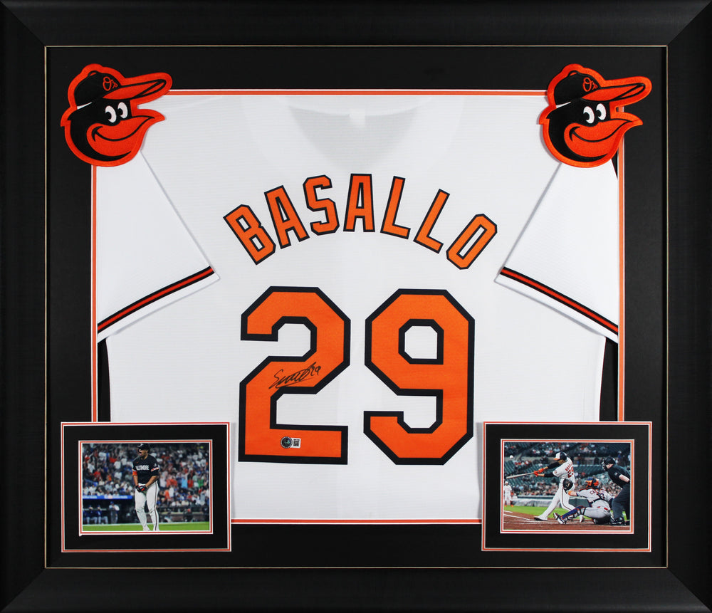 Samuel Basallo Authentic Signed White Pro Style Framed Jersey BAS Witnessed