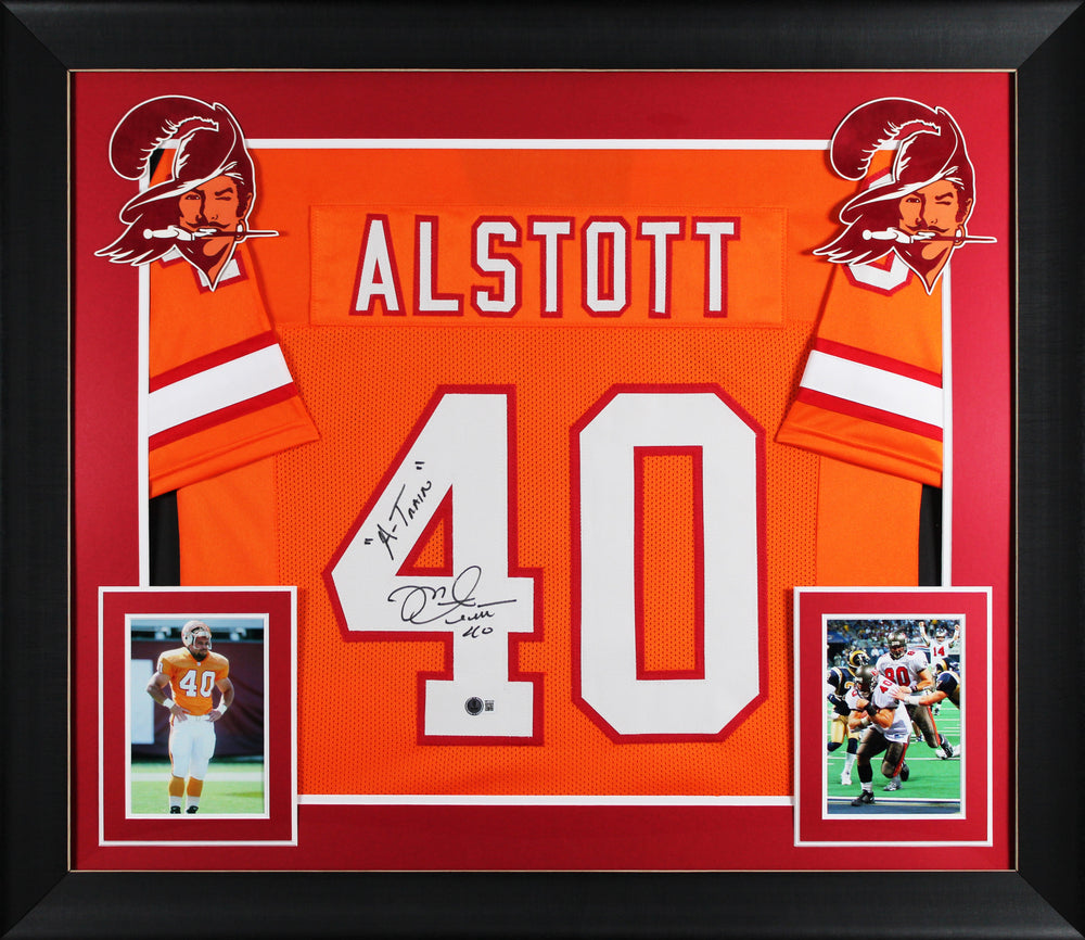 Mike Alstott "A-Train" Signed Orange TB Pro Style Framed Jersey BAS Witnessed