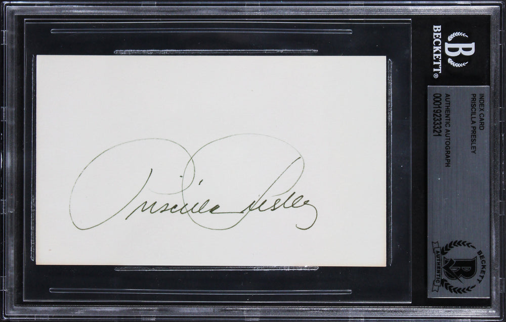 Priscilla Presley The Naked Gun Authentic Signed 3x5 Index Card BAS Slabbed