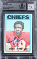 Chiefs Emmitt Thomas Signed 1972 Topps #157 Rookie Card Auto 10! BAS Slabbed