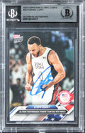 Warriors Stephen Curry Signed 2024 Topps Now Olympic Games #22 Card BAS Slabbed