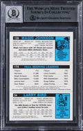 Bird/Erving/Magic Signed 1996 Topps Finest Refractors #22 Card Auto 10 BAS Slab