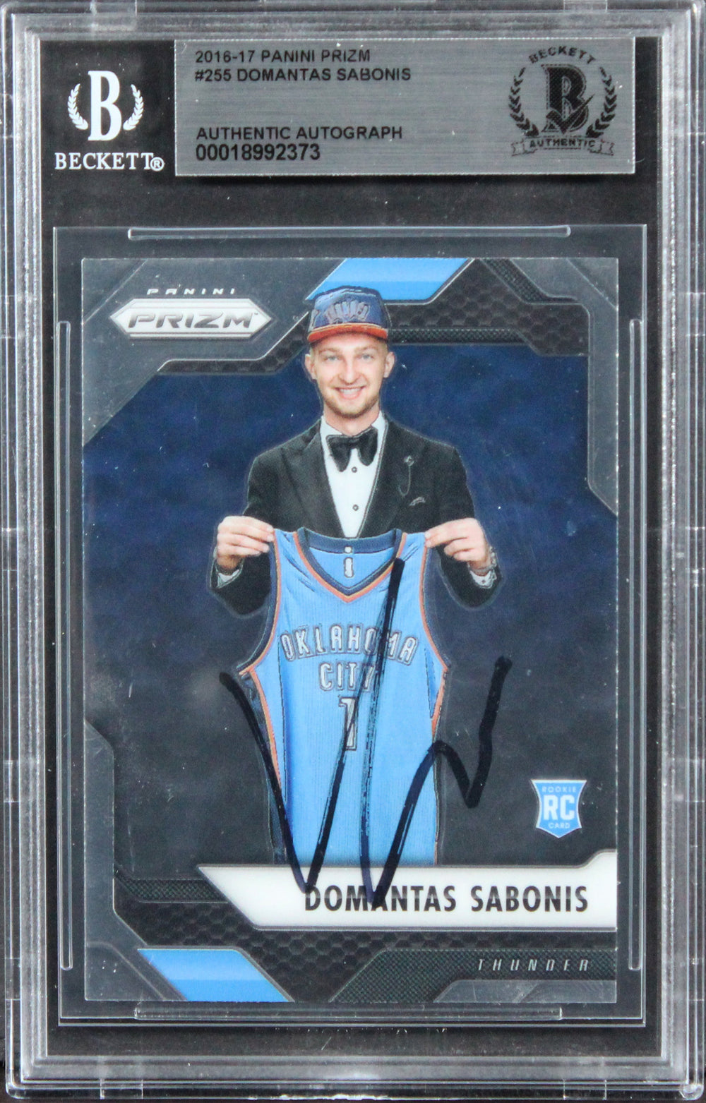 Thunder Domantas Sabonis Signed 2016 Panini Prizm #255 Rookie Card BAS Slabbed