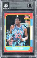 Knicks Patrick Ewing "HOF 08" Authentic Signed 1986 Fleer #32 Card BAS Slabbed