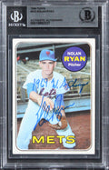Mets Nolan Ryan "1969 W.S. Champs" Signed 1969 Topps #533 Card BAS Slabbed