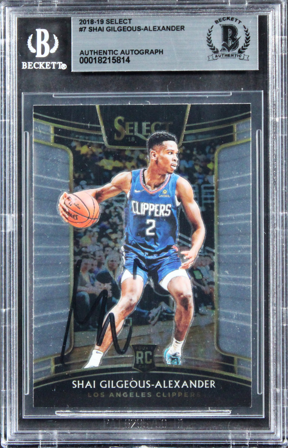 Clippers Shai Gilgeous-Alexander Signed 2018 Select #7 Rookie Card BAS Slabbed