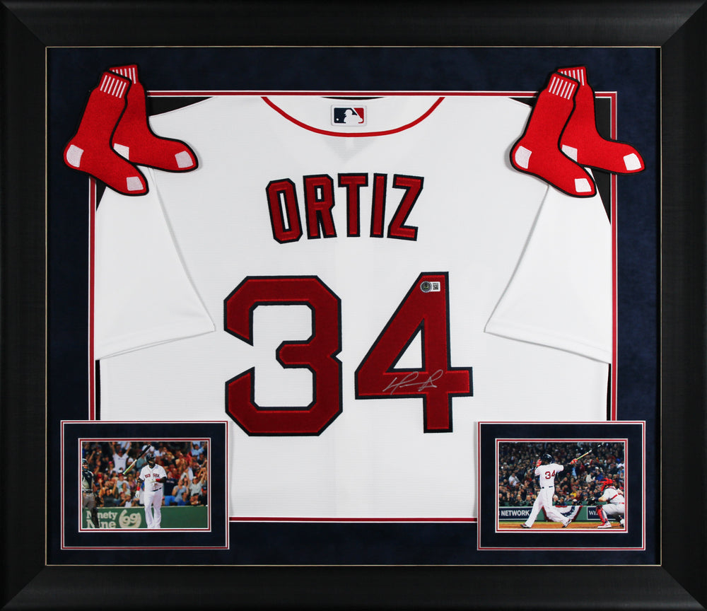 Red Sox David Ortiz Authentic Signed White Nike Framed Jersey BAS Witnessed