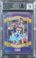 Magic Johnson Signed 2023 Donruss Optic WS Purple #11 Card Auto 10! BAS Slabbed