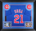 Sammy Sosa Authentic Signed Blue Pro Style Framed Jersey BAS Witnessed 2
