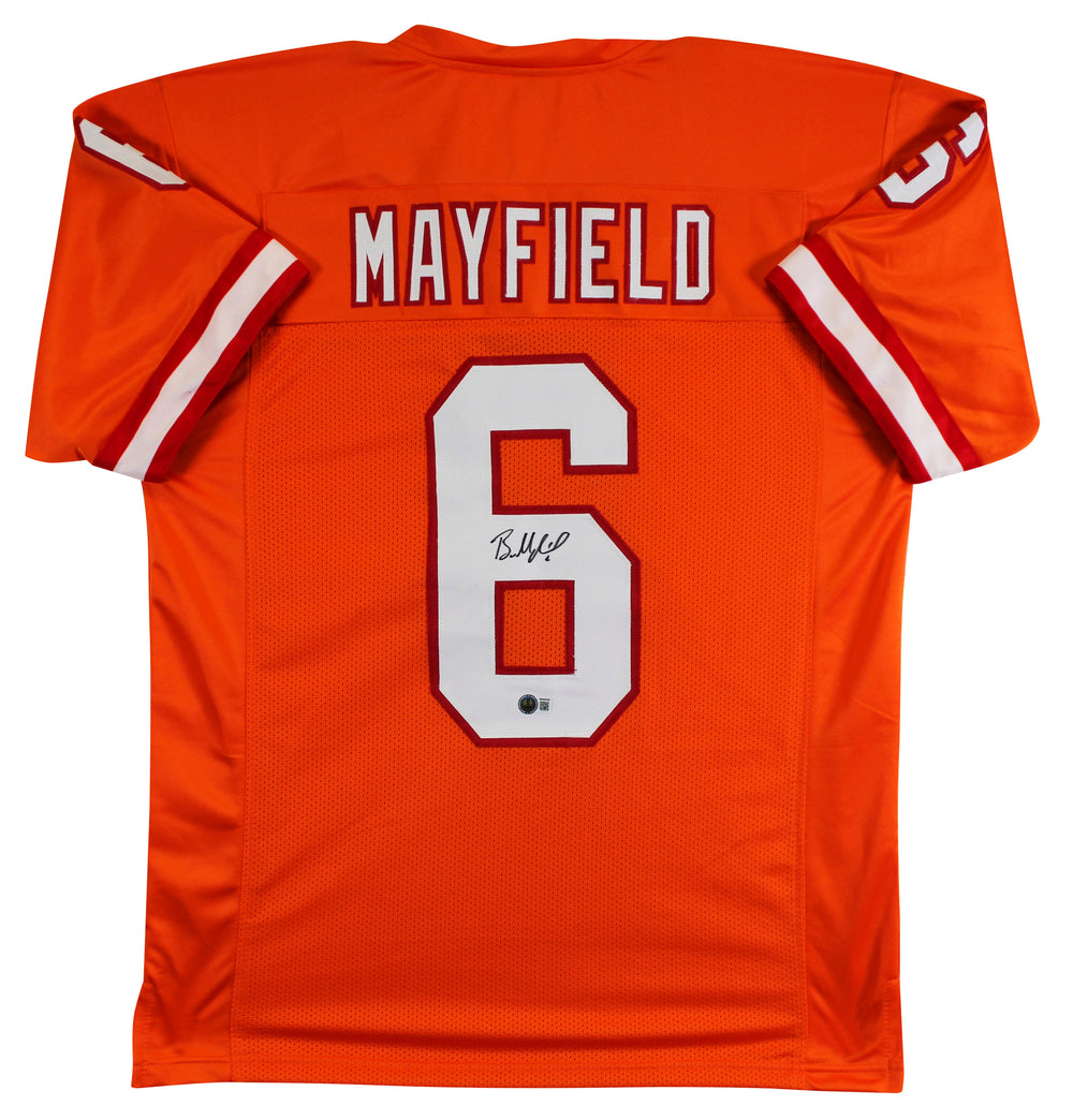 Baker Mayfield Authentic Signed Orange Throwback Pro Style Jersey BAS Witnessed