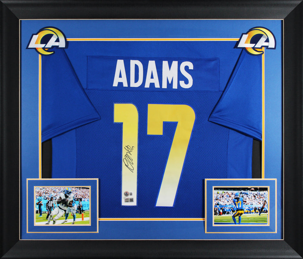 Davante Adams Authentic Signed Blue Pro Style Framed Jersey Autographed BAS 2