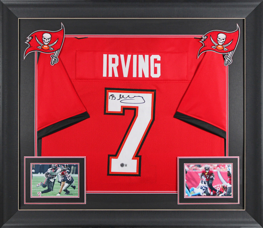 Bucky Irving Authentic Signed Red Pro Style Framed Jersey BAS Witnessed 2