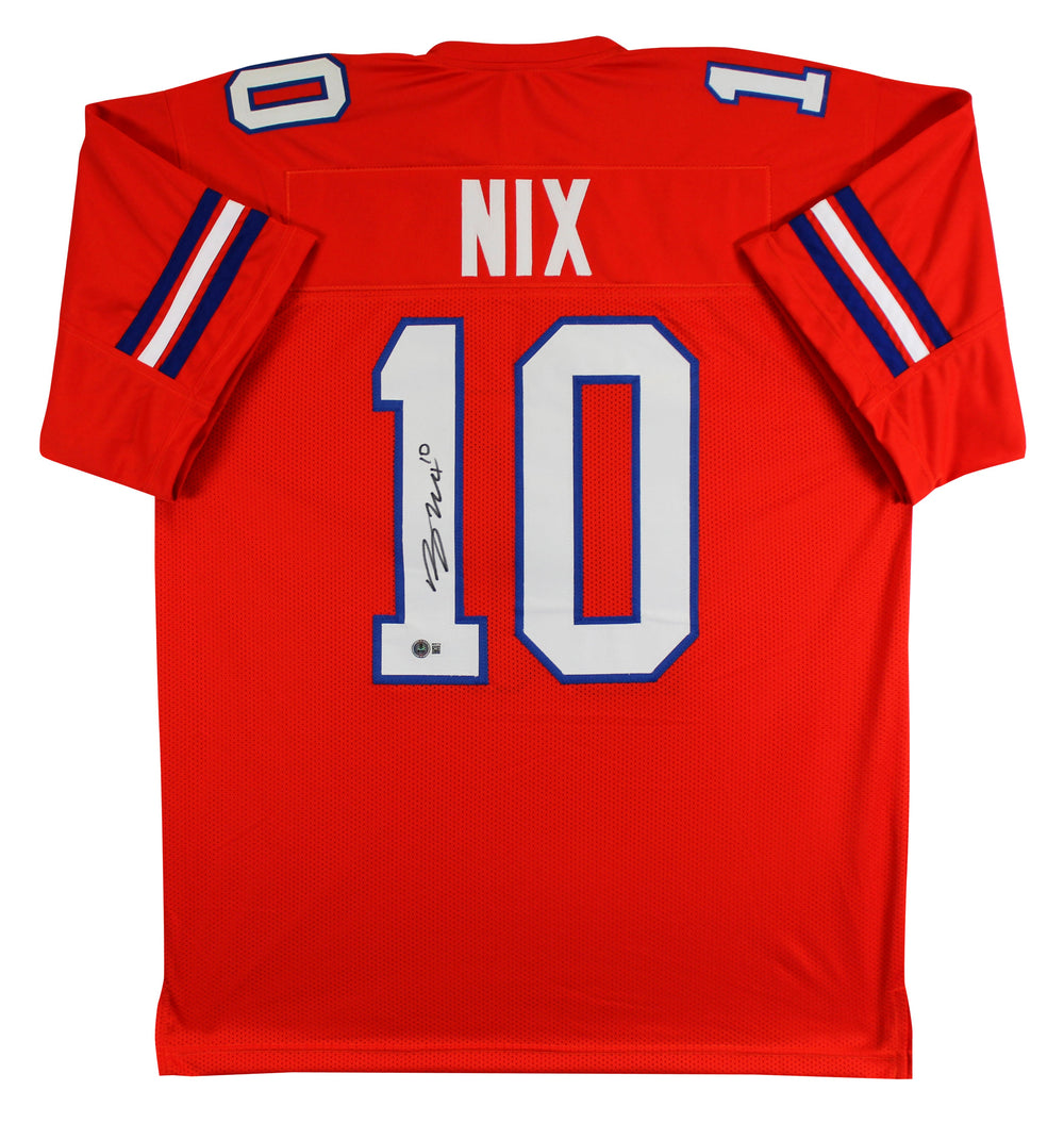 Bo Nix Authentic Signed Orange Throwback Pro Style Jersey BAS Witnessed