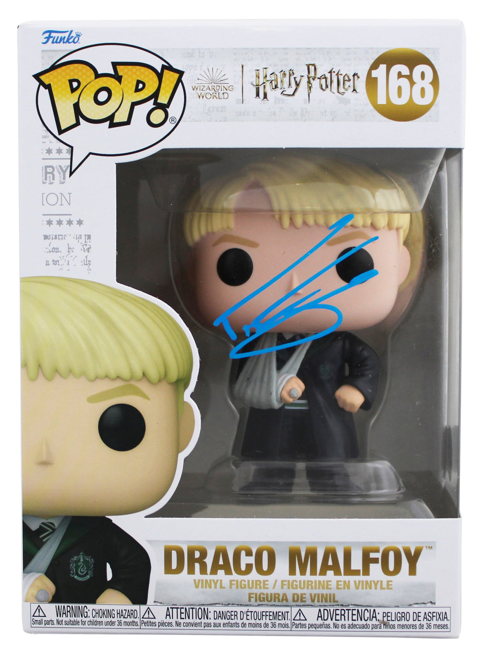 Tom Felton Harry Potter Signed Draco Malfoy #168 Funko Pop Figure BAS #BU89362