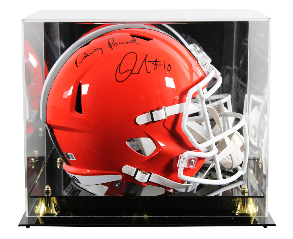 Browns Quinshon Judkins "Dawg Pound" Signed F/S Speed Rep Helmet W/ Case BAS Wit