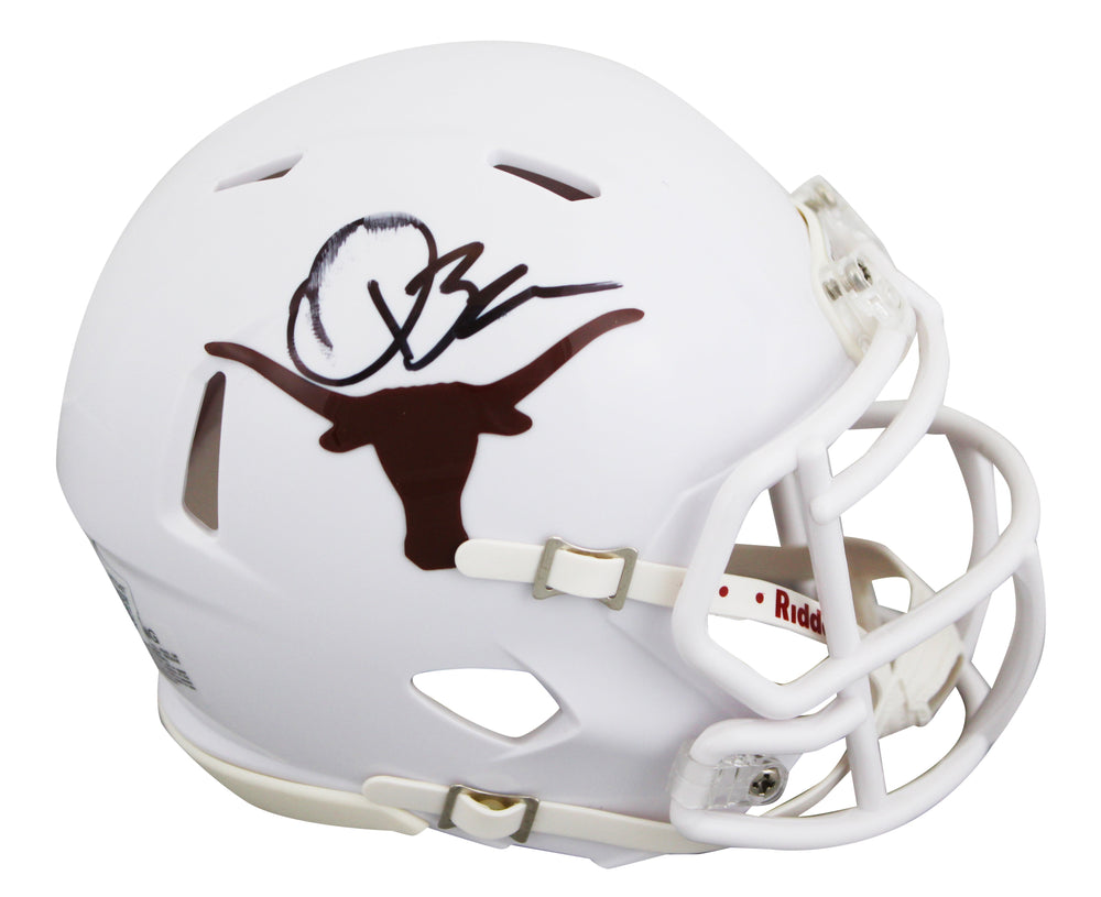 Texas Quinn Ewers Authentic Signed Speed Mini Helmet BAS Witnessed #2W076497