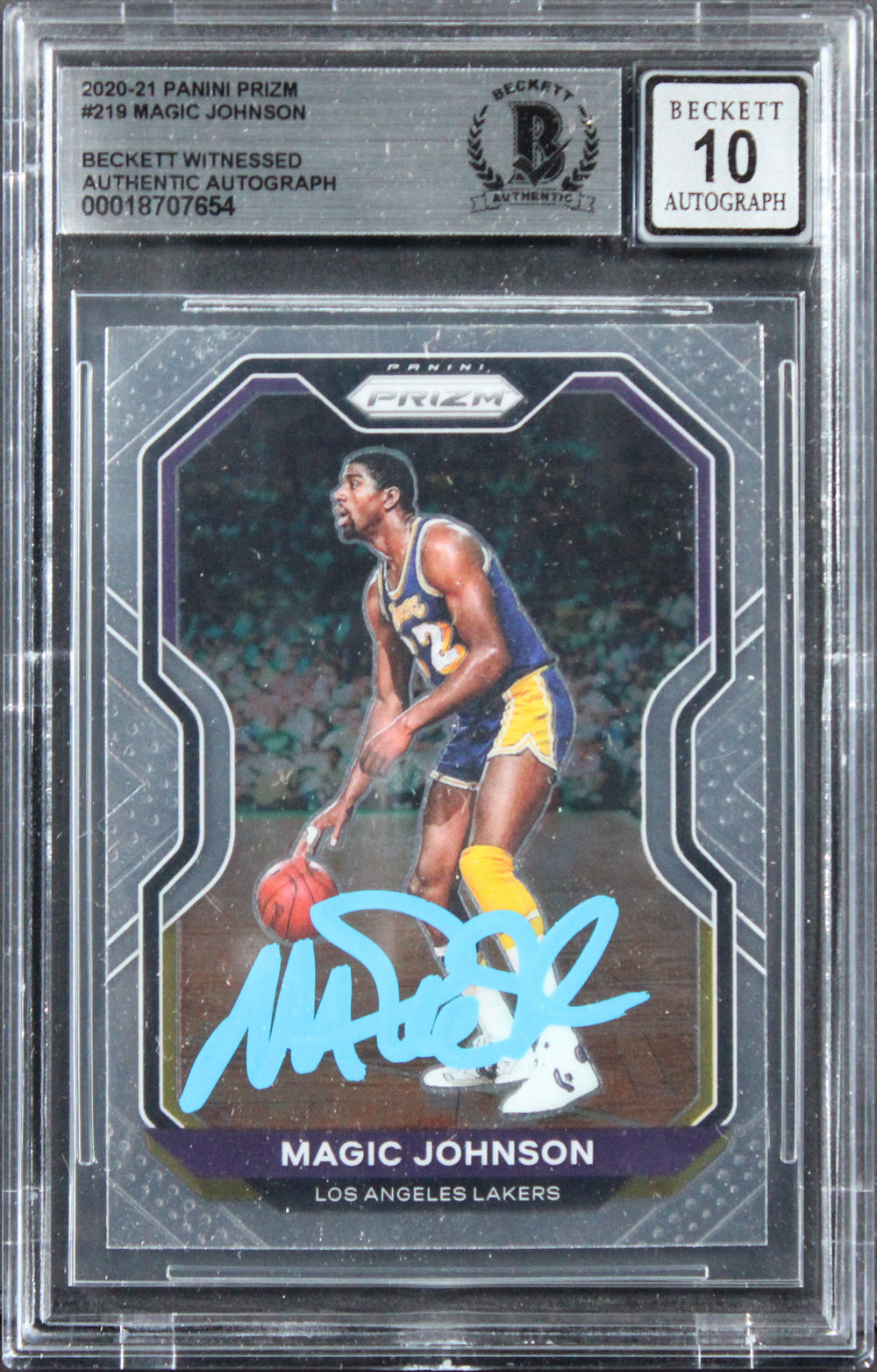 Lakers Magic Johnson Signed 2020 Panini Prizm #219 Card Auto GM 10! BAS Slabbed