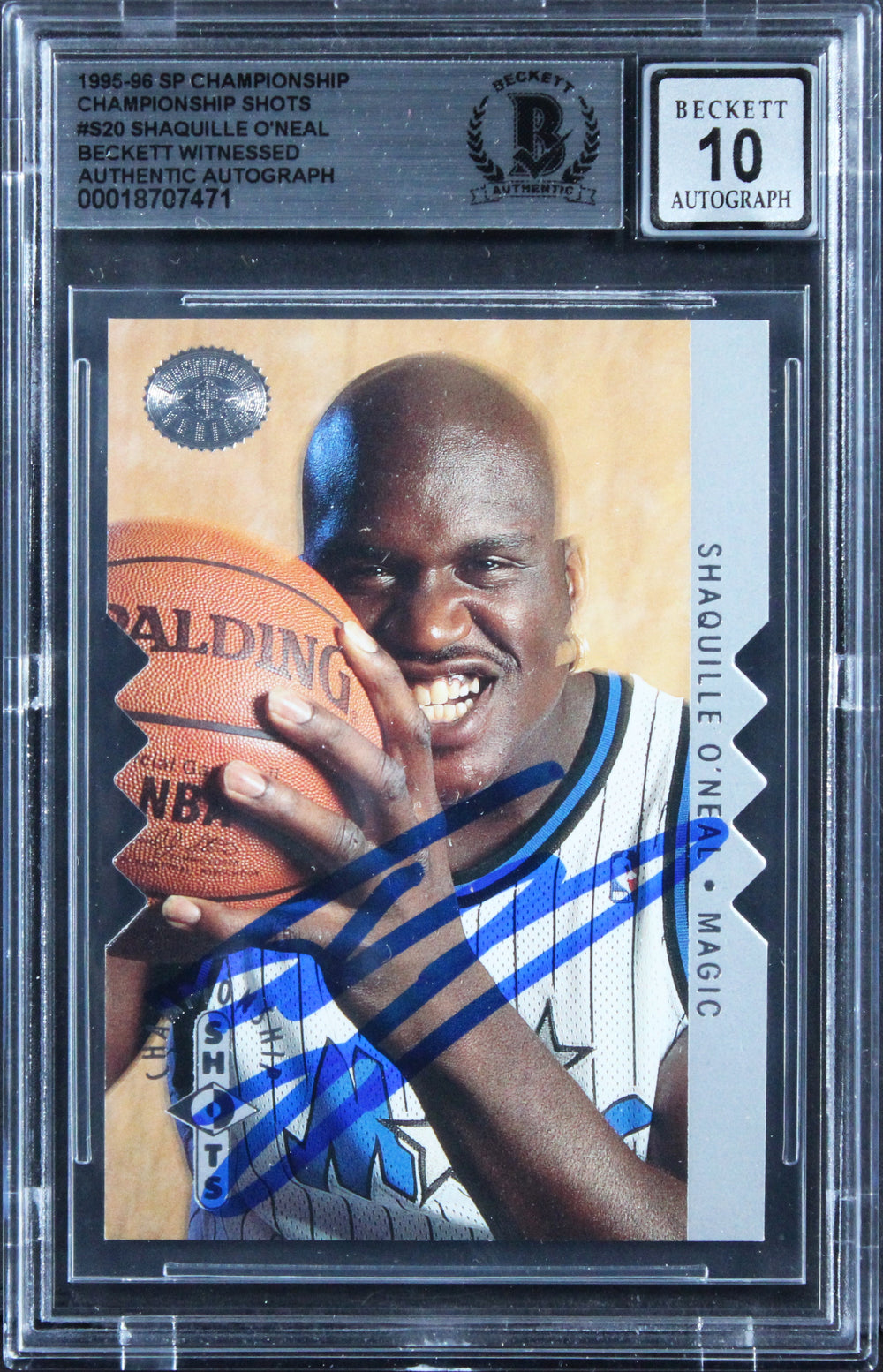 Shaquille O'Neal Signed 1995 SP Championship Shots #S20 Card Auto 10! BAS Slab