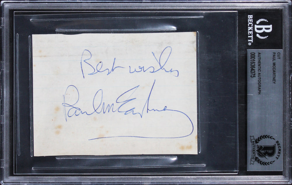 Paul McCartney The Beatles Authentic Signed 3x4 Cut Signature BAS Slabbed
