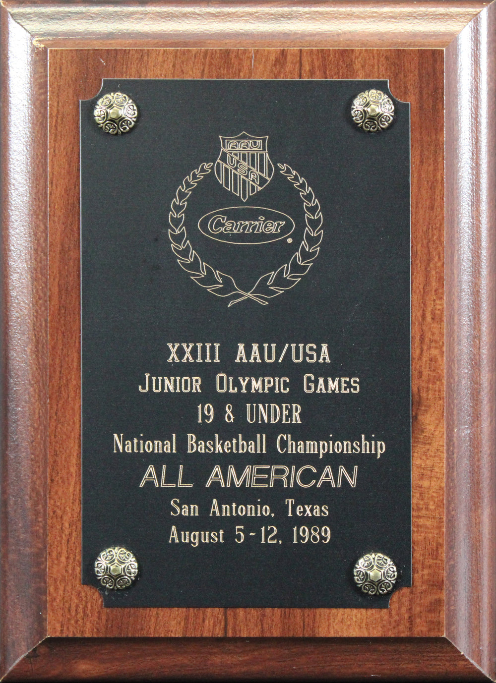 Shaquille O'Neal Signed 1989 AAU Junior Olympic Games All American Plaque