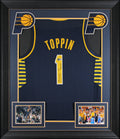 Obi Toppin "Go Pacers!" Signed Navy Pro Style Framed Jersey BAS Witnessed
