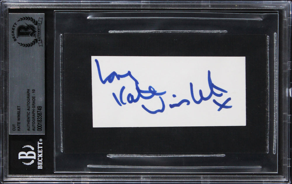 Kate Winslet Titanic "Love" Signed 3.75x1.75 Cut Signature Auto 10! BAS Slabbed