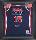 Team USA Magic Johnson Signed Navy M&N 1992 Swingman Framed Jersey BAS Witnessed
