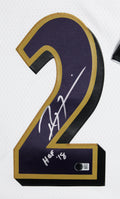 Ravens Ray Lewis HOF 18 Authentic Signed White M&N Framed Jersey BAS Witnessed