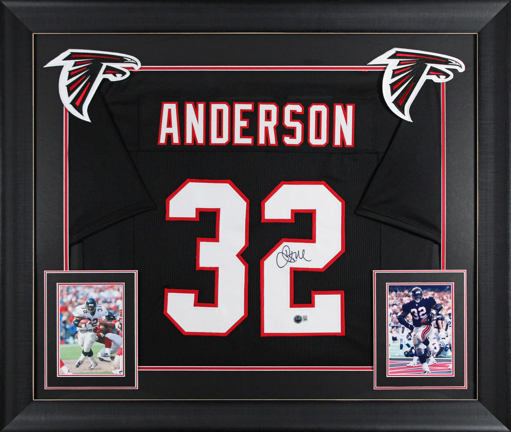 Jamal Anderson Authentic Signed Black Pro Style Framed Jersey BAS Witnessed