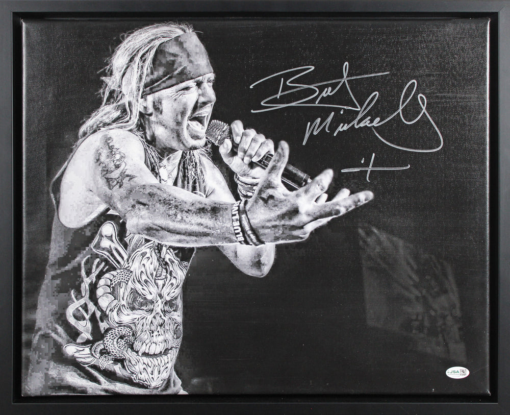 Bret Michaels Poison Authentic Signed & Framed 16x20 Canvas JSA #CL51526