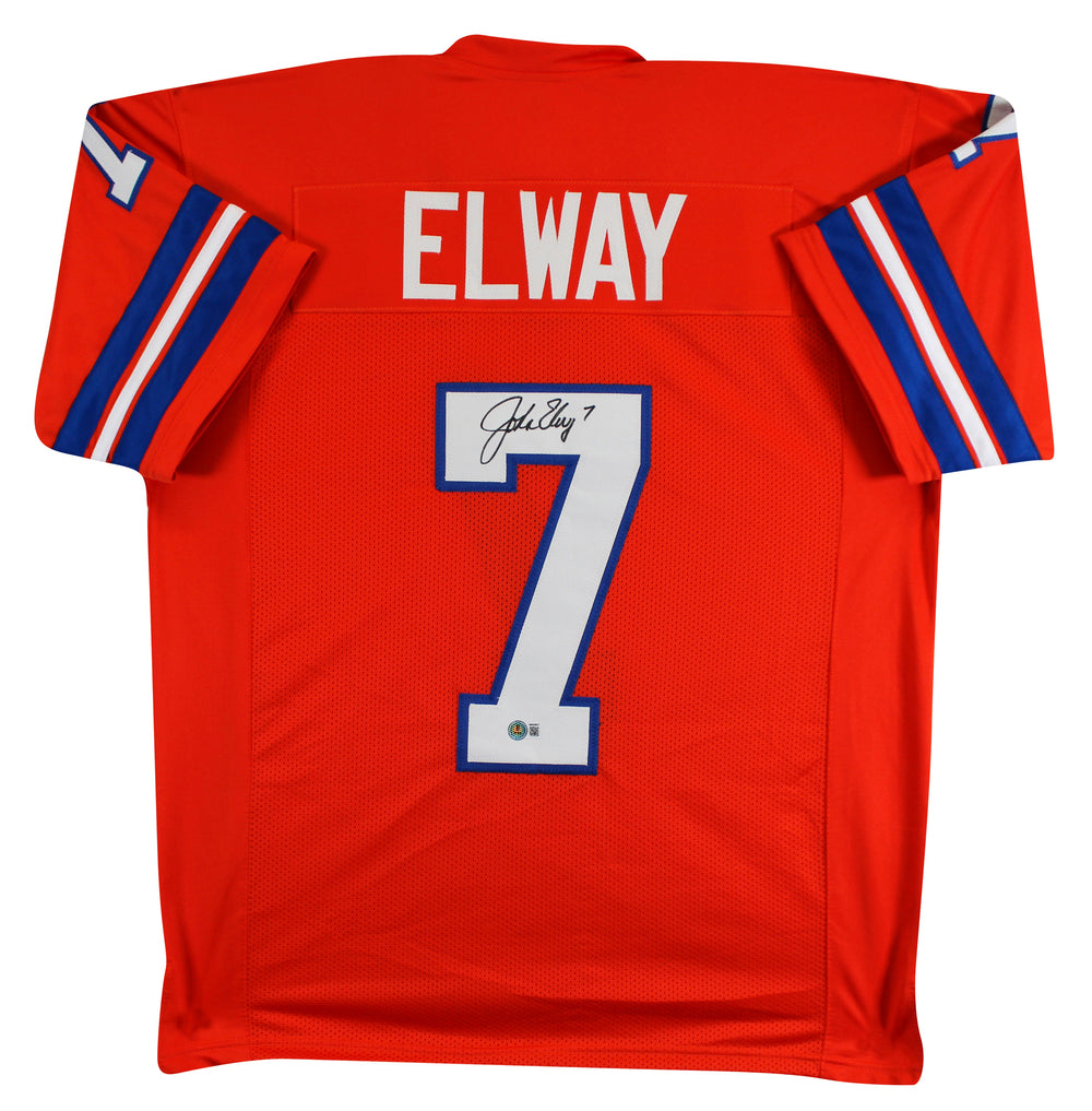 John Elway Authentic Signed Orange Throwback Pro Style Jersey BAS Witnessed 2