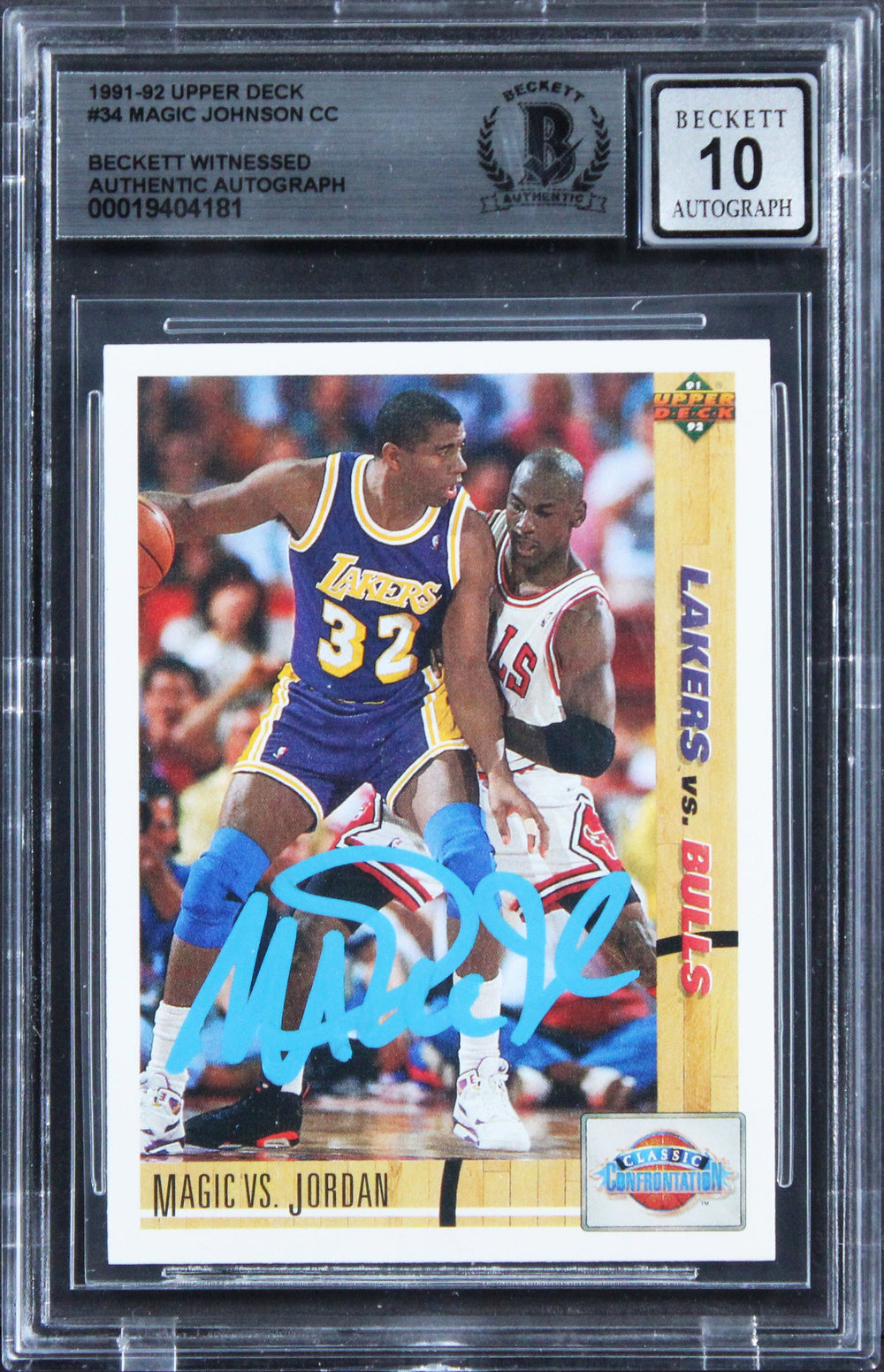 Lakers Magic Johnson Signed 1991 Upper Deck #34 Card Auto Grade 10! BAS Slabbed
