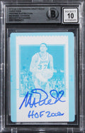 Magic Johnson HOF 2002 Signed 2019 Panini PP Cyan #40 1/1 Card Auto 10 BAS Slab